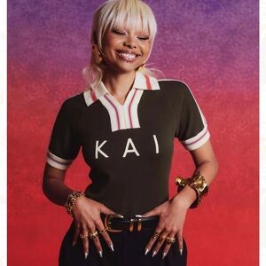 NWT kai MITA VINTAGE STYLE KNITTED LOGO JERSEY - KHAKI